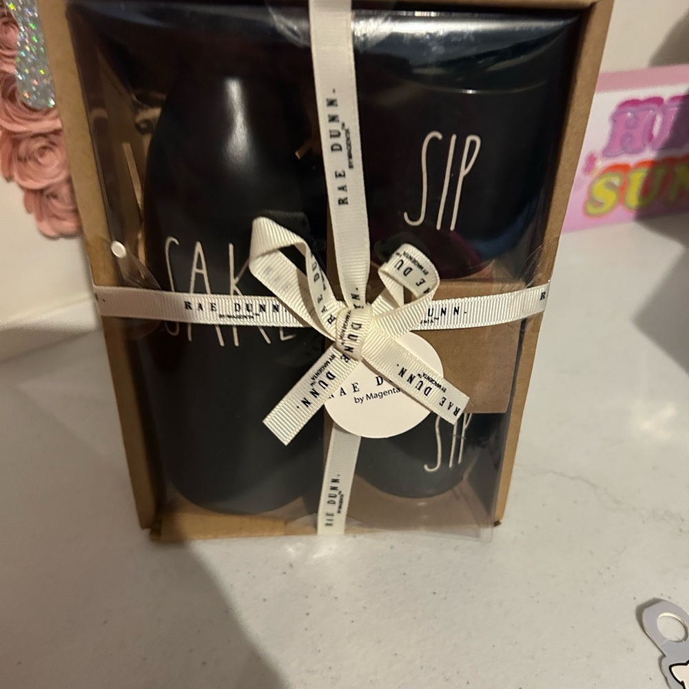 Rae Dunn Black Ceramic Mug Duo
